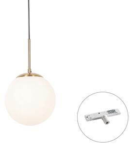 Závěsné svítidlo Art Deco zlaté s opálovým sklem vč. adaptéru na lištu bílé 1-fázové - Slimline Flore