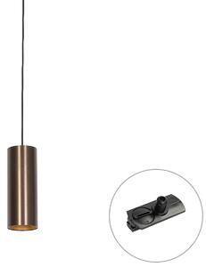 Designové závěsné svítidlo tmavě bronzové vč. adaptéru na lištu 1-fázové - Iconic Tubo