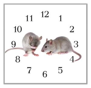 Nástěnné hodiny 30x30cm malé myši - plexi