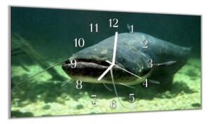 Nástěnné hodiny 30x60cm ryba sumec pod hladinou - plexi