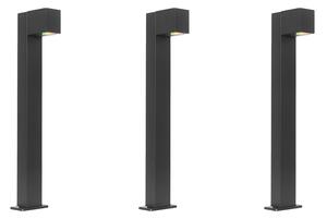Sada 3 chytrých venkovních stojacích lamp černá 65 cm IP44 - Baleno