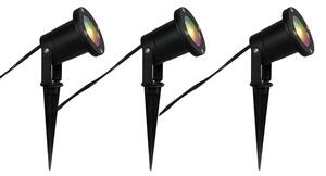 Sada 3 chytrých zahradních reflektorů černá vč. kabelu a zástrčky 230 cm IP65 - Basic