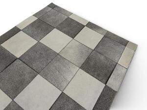 Kožený koberec Aros šedobílý M M