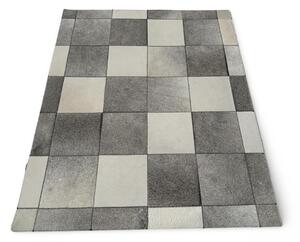Kožený koberec Aros šedobílý M M