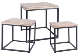 H&S Collection Ambiance 3dílná sada odkládacích stolků teakové dřevo