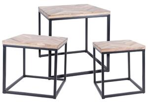 H&S Collection 3dílná sada odkládacích stolků teakové dřevo