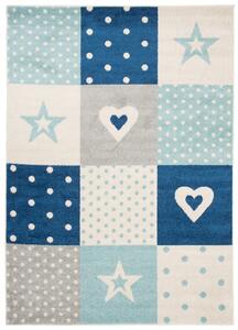 Makro Abra Kusový koberec LAZUR H108A hvězdy srdce modrý Rozměr: 180x260 cm