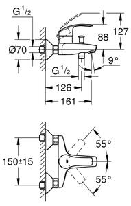 GROHE 33300002 - Vanová baterie EUROSMART DN 15 lesklý chrom