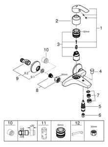 GROHE 33300002 - Vanová baterie EUROSMART DN 15 lesklý chrom