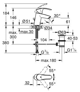 GROHE 33265002 - Umyvadlová baterie EUROSMART DN 15 velikost S lesklý chrom
