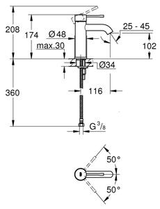 GROHE 23590AL1 - Umyvadlová baterie ESSENCE velikost S grafit