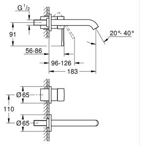 GROHE 19408DC1 - Umyvadlová baterie ESSENCE 183 mm nerez