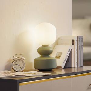 Lucande stolní lampa Fidelo, bílá/zelená, 38 cm, sklo, keramika