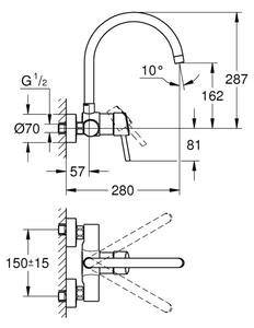 GROHE 32667001 - Dřezová baterie CONCETTO 280 mm lesklý chrom