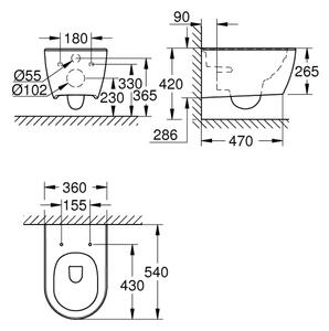 GROHE 3957100H - Závěsné WC ESSENCE keramika/bílá