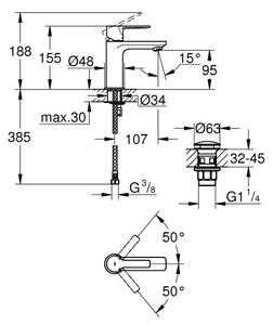 GROHE 23791001 - Umyvadlová baterie LINEARE XS lesklý chrom