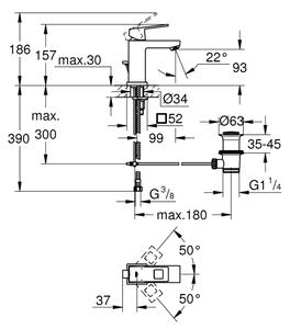 GROHE 2312700E - Umyvadlová baterie EUROCUBE velikost S lesklý chrom