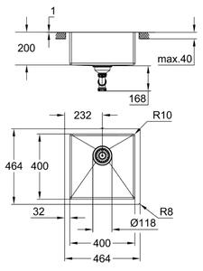 GROHE 31578SD1 - Dřez K700 464 x 464 x 200 nerez