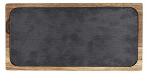 Dřevěný servírovací talíř v černo-přírodní barvě 30x15 cm – Wenko