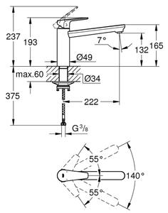 GROHE 31693000 - Dřezová baterie BAUEDGE 193 mm lesklý chrom