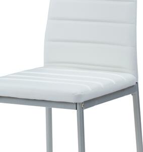 Jídelní židle koženka bílá / šedý lak DCL-117 WT
