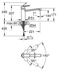 GROHE 30193000 - Dřezová baterie EUROSMART COSMOPOLITAN lesklý chrom