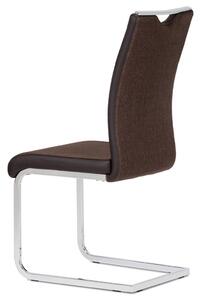 Jídelní židle chrom / hnědá látka + hnědá koženka DCL-410 BR2