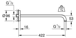 GROHE 26146000 - Sprchové rameno RAINSHOWER 422 mm lesklý chrom