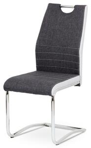 Jídelní židle šedá látka + bílá koženka / chrom DCL-444 GREY2