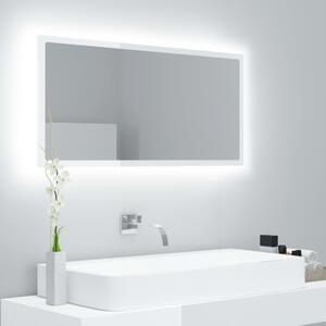 LED koupelnové zrcadlo bílé vysoký lesk 90x8,5x37cm dřevotříska