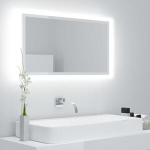LED koupelnové zrcadlo bílé vysoký lesk 80x8,5x37cm dřevotříska