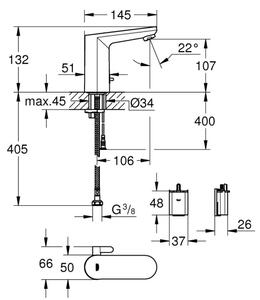 GROHE 36366002 - Elektronická umyvadlová baterie GET E lesklý chrom