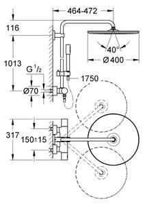 GROHE 27174001 - Sprchový systém RAINSHOWER SYSTEM 400 450 mm lesklý chrom