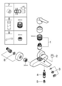 GROHE 322782432 - Vanová baterie START 188 mm černá