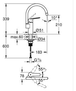 GROHE 30469000 - Dřezová baterie START vysoká výpusť lesklý chrom