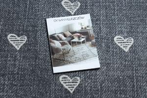 Koberce Łuszczów Kulatý koberec pro děti HEARTS Jeans, vintage srdce - šedá kruh 100 cm