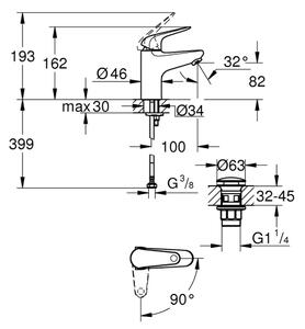 GROHE 24323001 - Umyvadlová baterie SWIFT DN 15 lesklý chrom