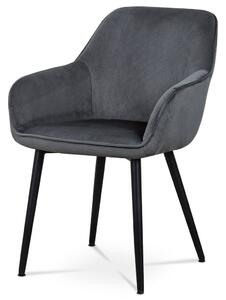 Jídelní a konferenční židle, potah šedá manšestrová látka, kovové nohy - černý l AC-9980 GREY2