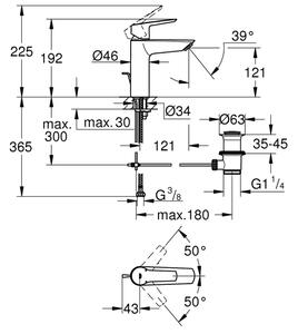 GROHE 234552432 - Umyvadlová baterie START 192 mm černá