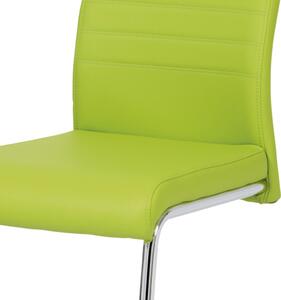Jídelní židle koženka zelená / chrom DCL-418 LIM