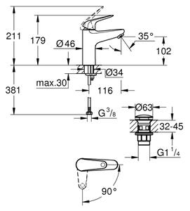 GROHE 24329001 - Umyvadlová baterie SWIFT DN 15 lesklý chrom