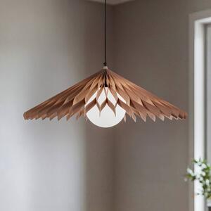 Závěsné světlo Nature Sun sklo XL, plochý kužel, Ø 69 cm, dřevo