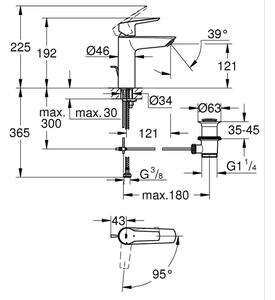GROHE 23552002 - Umyvadlová baterie START 192 mm lesklý chrom