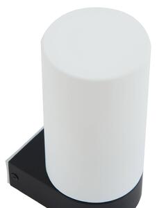 Lucande Koupelnové nástěnné svítidlo Basolo, černé, výška 17,2 cm, sklo, stmívatelný, Bílá / opál, Koupelna, kov, Moderní