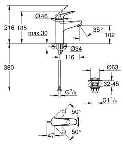 GROHE 24327001 - Umyvadlová baterie SWIFT velikost M lesklý chrom