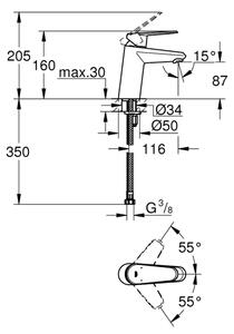 GROHE 3246920E - Umyvadlová baterie EURODISC COSMOPOLITAN velikost S chrom
