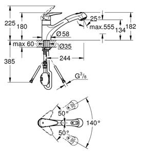GROHE 32257001 - Dřezová baterie EURODISC lesklý chrom