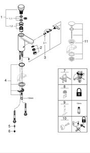 GROHE 36317000 - Samouzavírací umyvadlová baterie EUROSMART COSMOPOLITAN T chrom