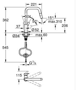 GROHE 30631000 - Dřezová baterie QUICKFIX START 362 mm lesklý chrom