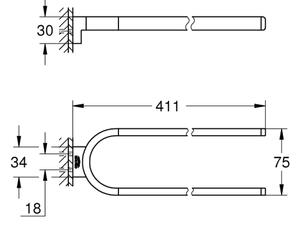GROHE 41059000 - Dvojitý držák na ručníky SELECTION 411 mm lesklý chrom